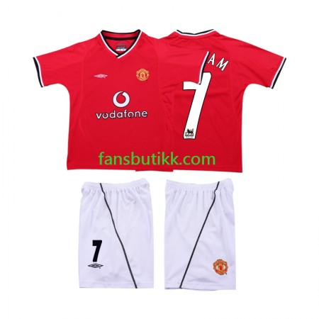 Fotballdrakt Manchester United BECKHAM 7 2000 Barn Retro Hjemmetrøye 2002 Kortermet